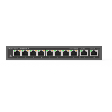 8 x 10/100Mbps PoE/PoE+ Ports (110W) and 2xGE Uplink Ports, Unmanaged Desktop Steel Case Switch Home Office, Retails, Cafe, Villa, Surveillance etc